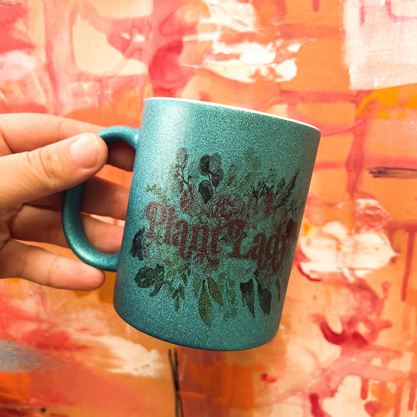 Plant lady glitter mug