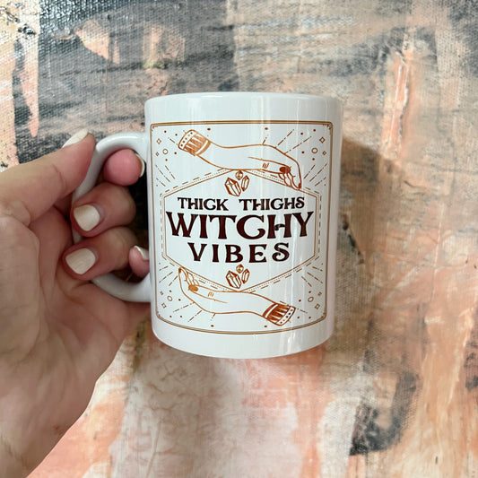 witchy vibes thick thighs tarot mug