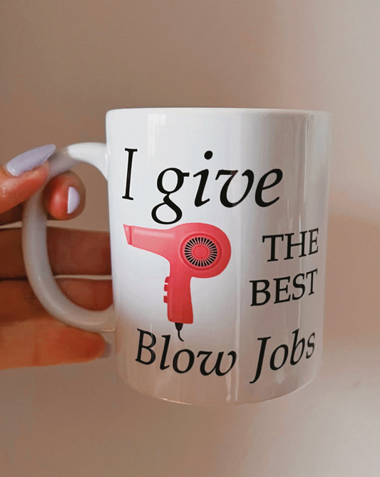Blow dry hairdresser mug